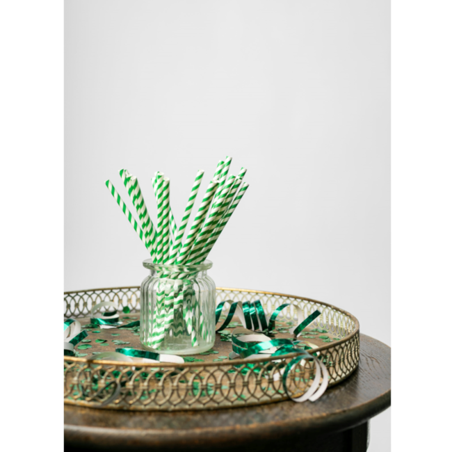 Fiesta Rietjes - Groen, wit gestreept - Westland - Papier - 20st.