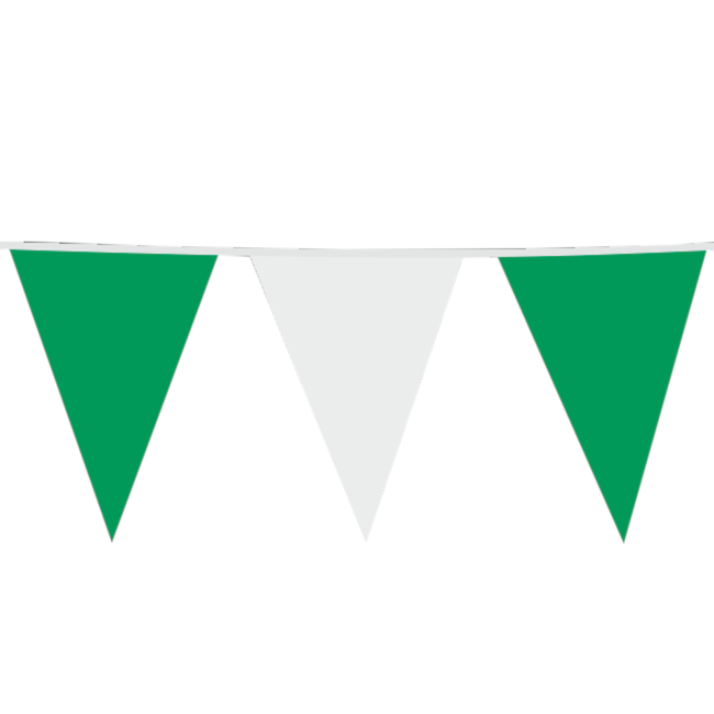 Vlaggenlijn - Groen, wit - Maxivlaggen - 30x45cm- 10m