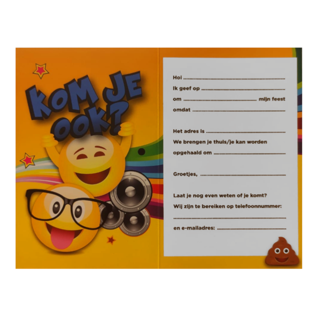 ImageGroup Uitnodigingskaarten - Emoticon - Tropical DJ - 6st.