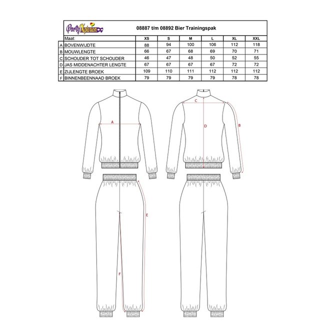 PartyXplosion Kostuum - Trainingspak - Bier - Unisex - 80's & 90's - M