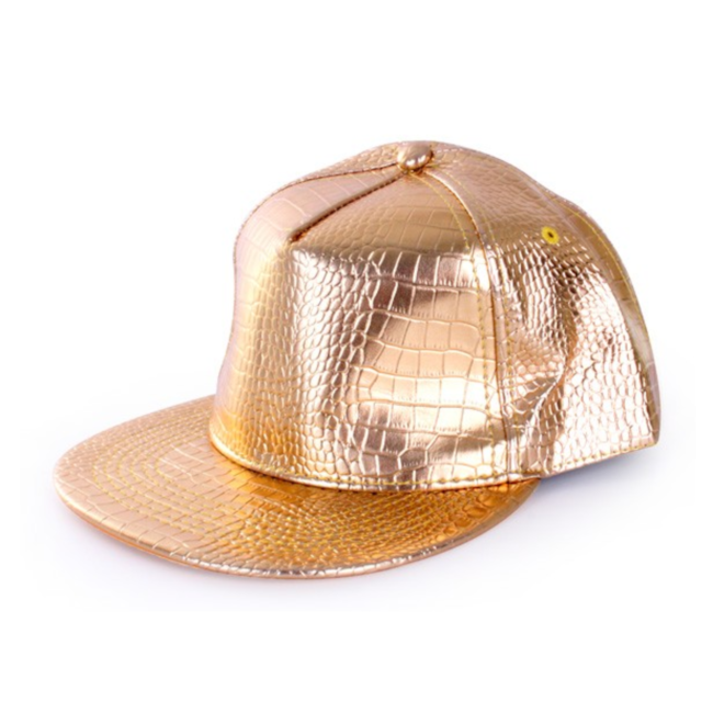 PartyXplosion Pet - Baseball cap - Rapper - Goud - Slangenleerrelief