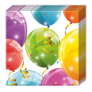 Globos Servetten - Sparkling - Ballonnen - 33x33cm - 20st. - Papier