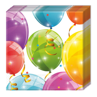 Servetten - Sparkling - Ballonnen - 33x33cm - 20st. - Papier