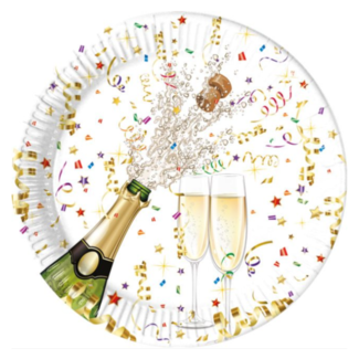 Globos Borden - Sparkling - Champagnefles - 23 cm - 8st. - Papier