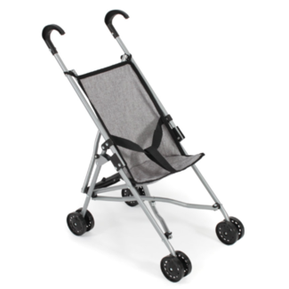 Poppen buggy - Grijs, zwart