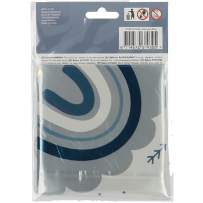 Folat Folieballon - Happy Birthday - Regenboog - Blauw - 45cm - Zonder vulling