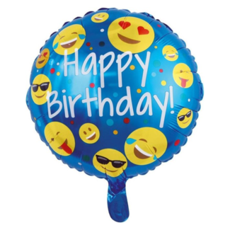 Folieballon - Happy birthday - Smileys - 46cm