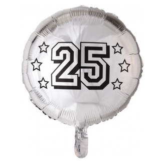 Globos Folieballon - 25 jaar - Zilver - 46cm