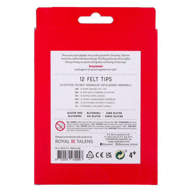 Bruynzeel Viltstiften - Set - 12st. - Uitwasbaar
