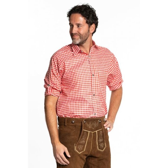 Partychimp Kostuum - Oktoberfest - Blouse - Rood, wit - L