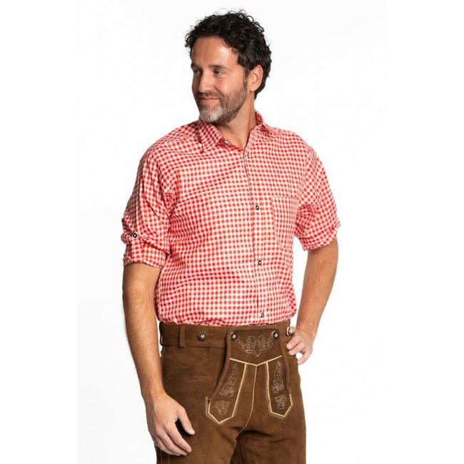 Partychimp Kostuum - Oktoberfest - Tirol  - Blouse - Rood, wit - M