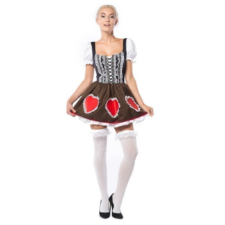 Partychimp Dirndl - Jurk - Heidi - Hart - Rood, bruin, wit - S