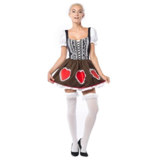 Partychimp Kostuum - Dirndl - Jurk - Heidi - Hart - Rood, bruin, wit - L