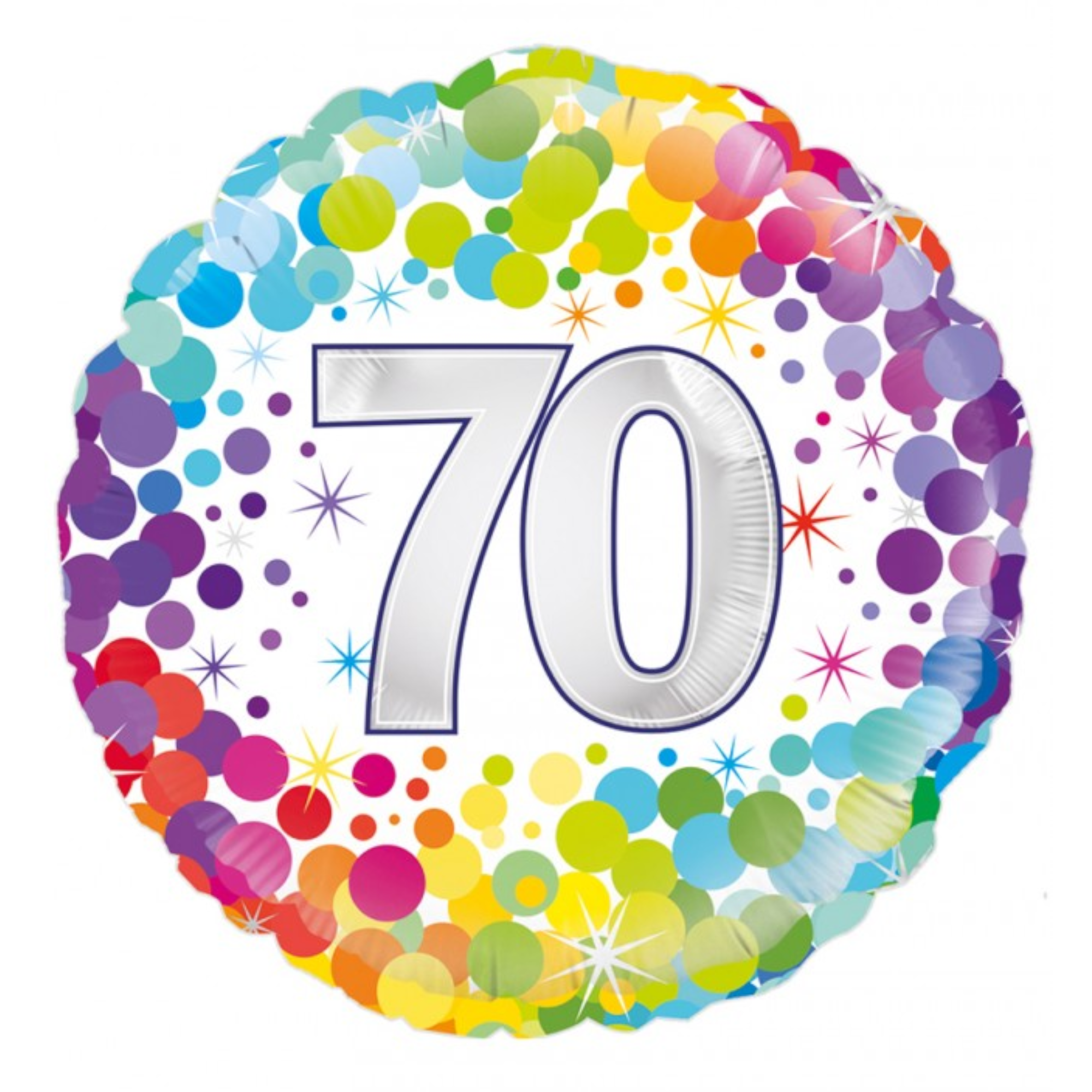 Folieballon - 70 jaar - Confetti - 46cm - Zonder vulling