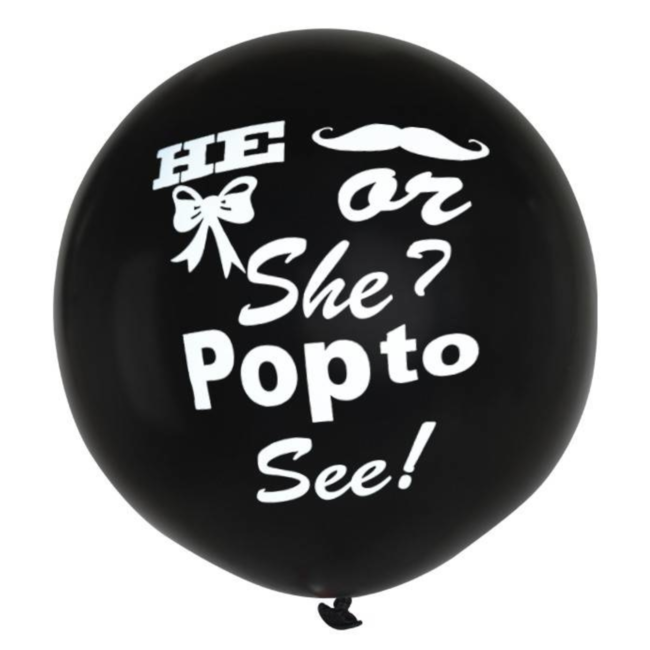 PartyXplosion Ballon - Gender reveal - He or she, pop to see - 90cm