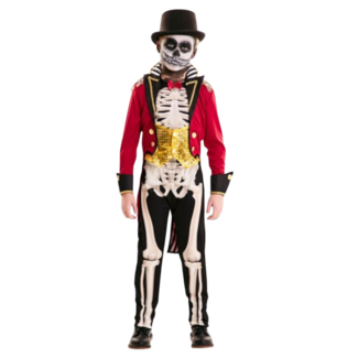 Haza-Witbaard Skelet - Kostuum - Circusdirecteur - mt.104/122