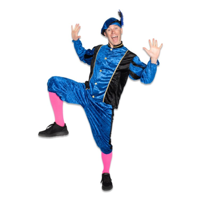 Haza-Witbaard Piet - Kostuum - Blauw, zwart - Velours - M