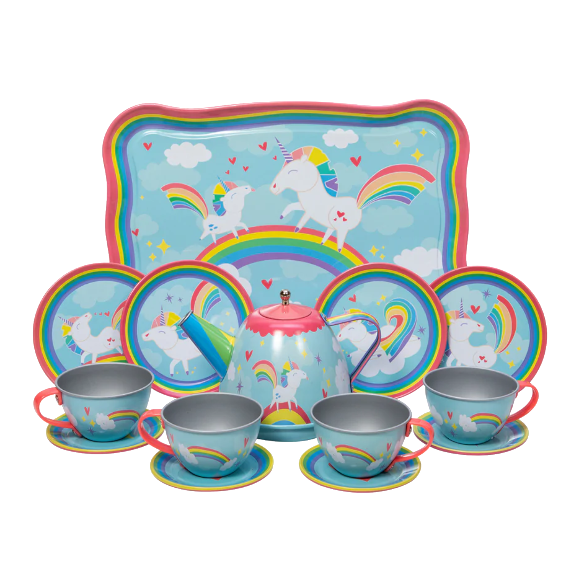 Theeservies - Eenhoorn - Unicorn - Regenboog - Metaal