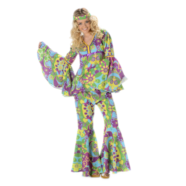Folat Kostuum - Hippie - Flower power - Dames - S