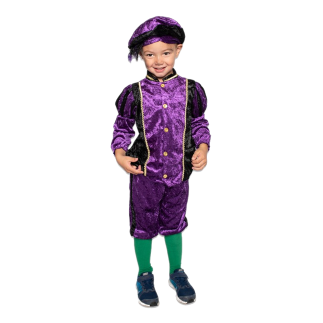 Haza-Witbaard Piet - Kostuum - Paars, zwart - Velours - mt.116