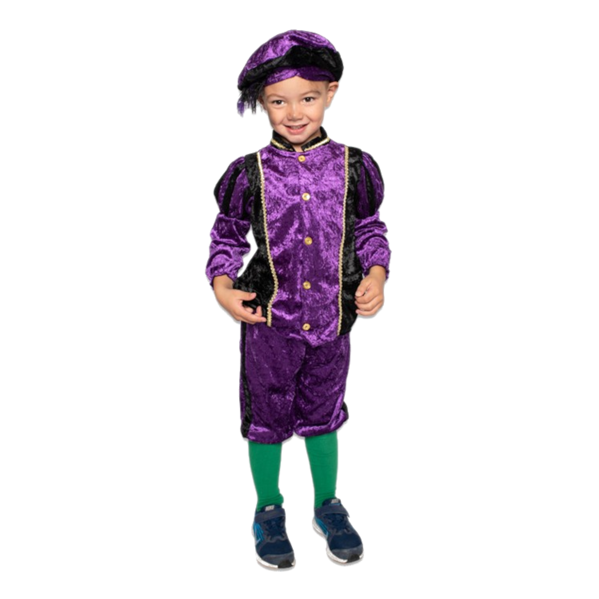 Piet - Kostuum - Paars, zwart - Velours - mt.116