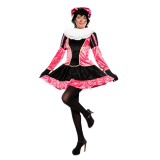 Haza-Witbaard Piet - Kostuum - Jurk - Met petticoat - Roze, zwart - Velours - M