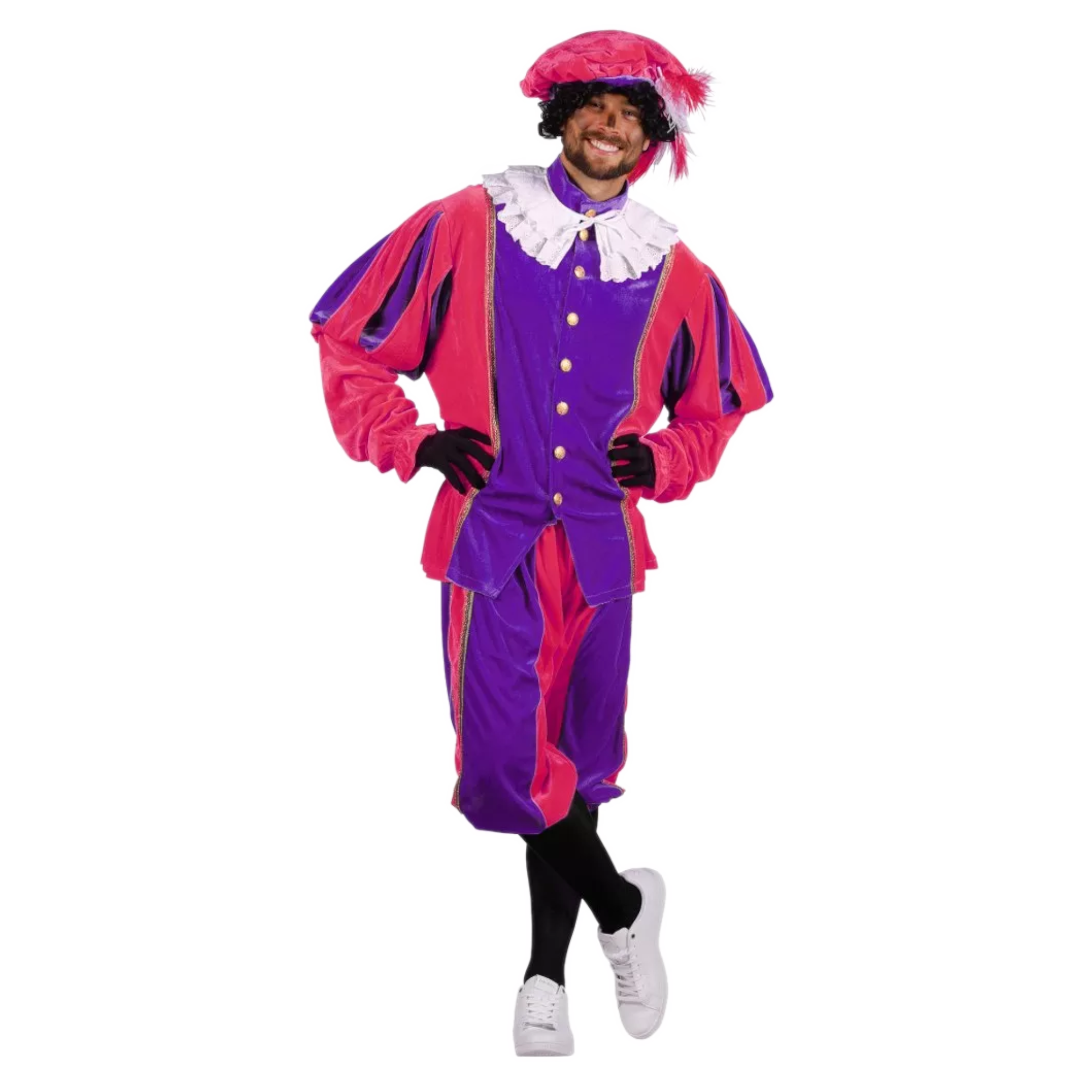 Piet - Kostuum - Paars, roze - Populair - Polyesterfluweel - XXL