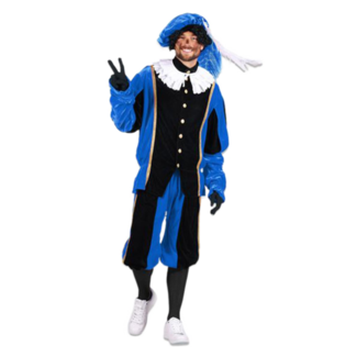 Haza-Witbaard Piet - Kostuum - Zwart, blauw - Populair - Polyesterfluweel - XXL