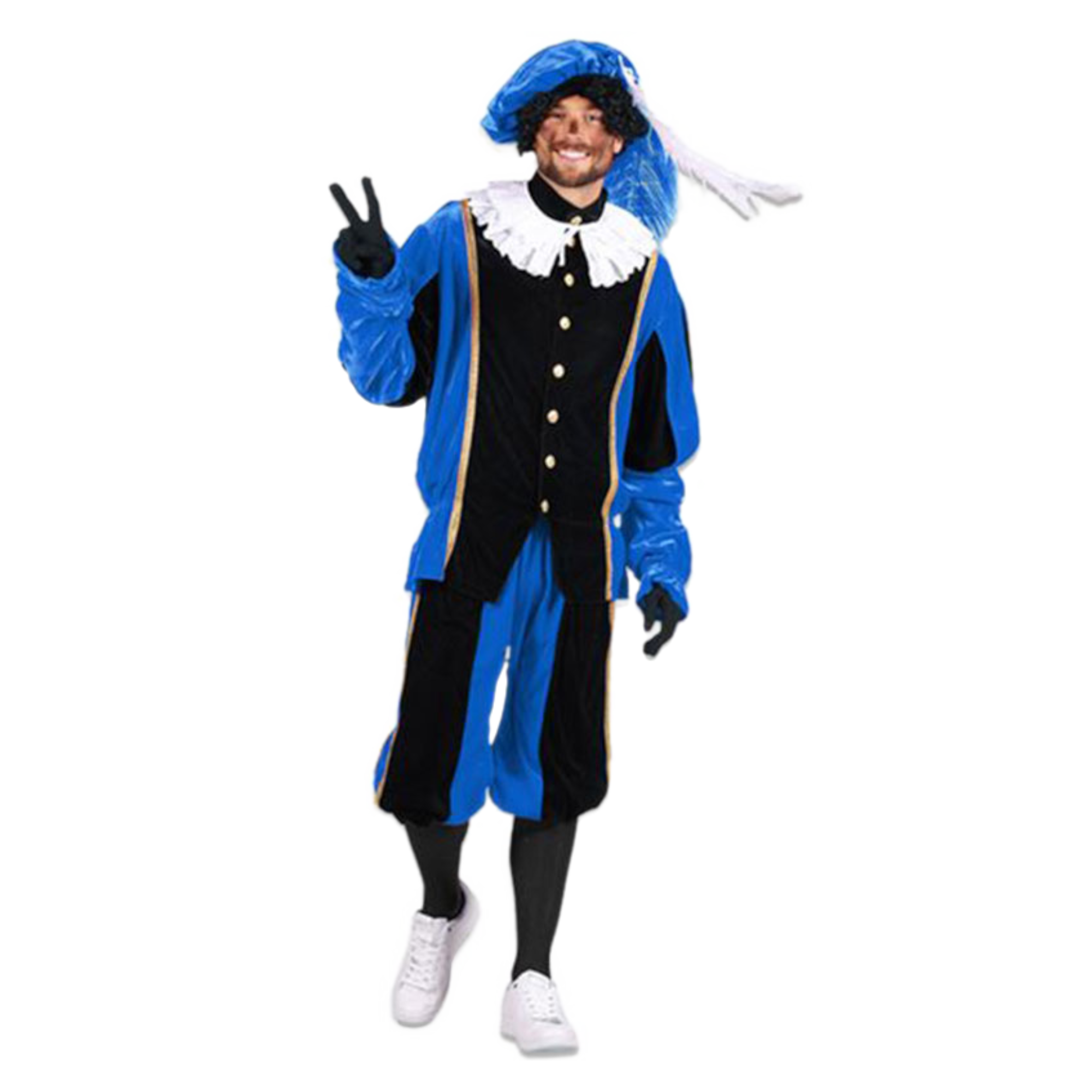 Kostuum - Piet - Zwart, blauw - Populair - Polyesterfluweel - XXL