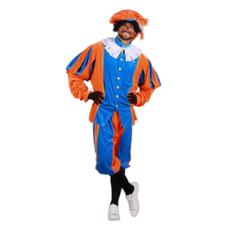 Haza-Witbaard Piet - Kostuum - Blauw, oranje - Populair - Polyesterfluweel - L