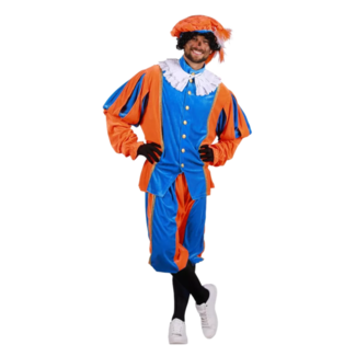 Haza-Witbaard Piet - Kostuum - Blauw, oranje - Populair - Polyesterfluweel - S