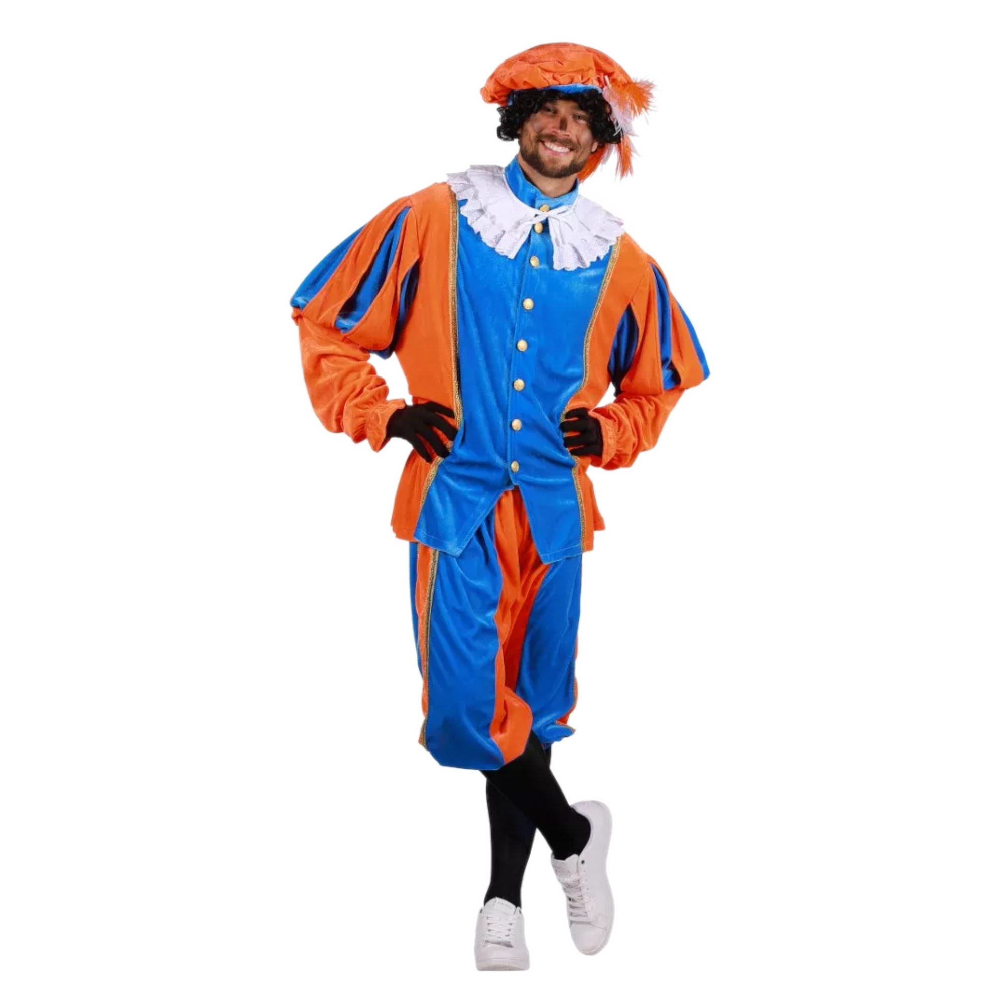 Kostuum - Piet - Blauw, oranje - Populair - Polyesterfluweel - S