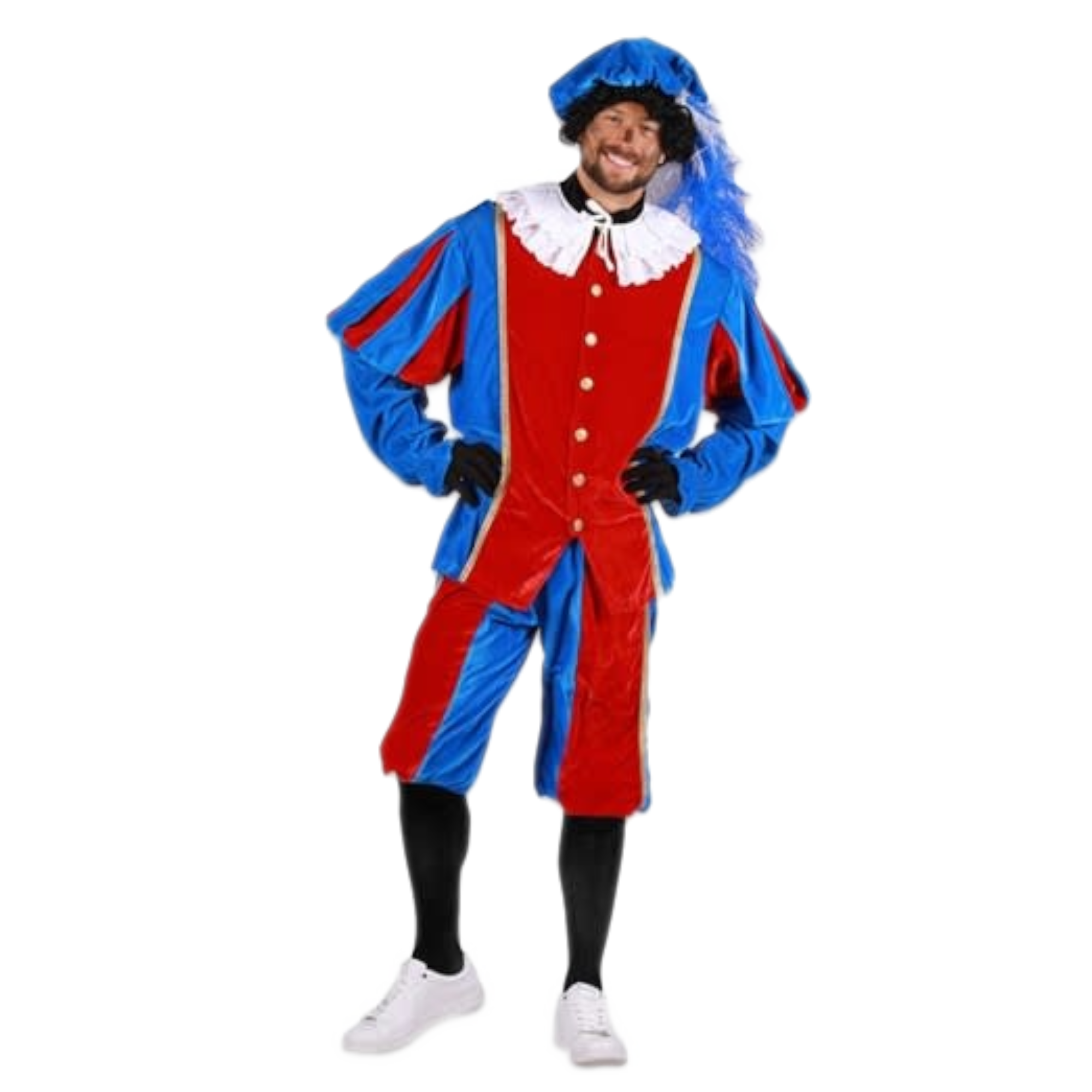 Piet - Kostuum - Rood, blauw - Populair - Polyesterfluweel - S