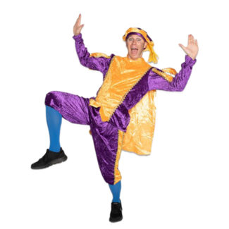 Haza-Witbaard Piet - Kostuum - Paars, geel - Met cape - Velours - L