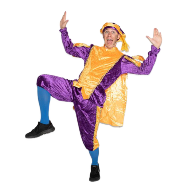 Haza-Witbaard Piet - Kostuum - Paars, geel - Met cape - Velours - M