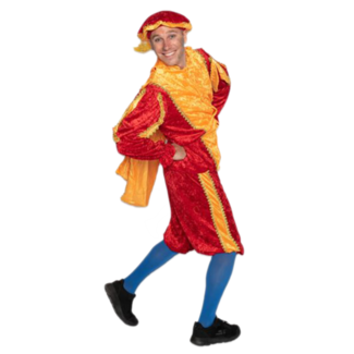Haza-Witbaard Piet - Kostuum - Rood, geel - Met cape - Velours - S