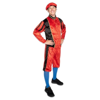 Haza-Witbaard Piet - Kostuum - Rood, zwart - Velours - XXL