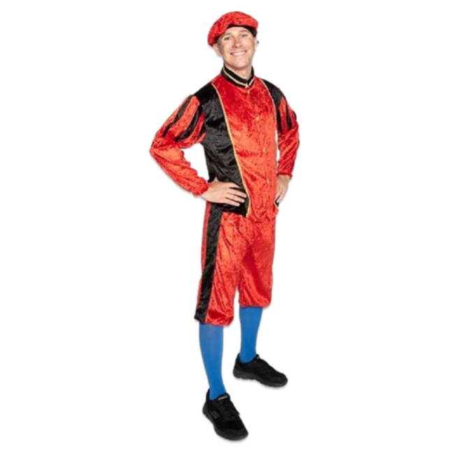 Haza-Witbaard Piet - Kostuum - Rood, zwart - Velours - M