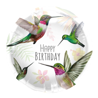 Folat Folieballon - Happy Birthday - Kolibri - 45cm - Zonder vulling