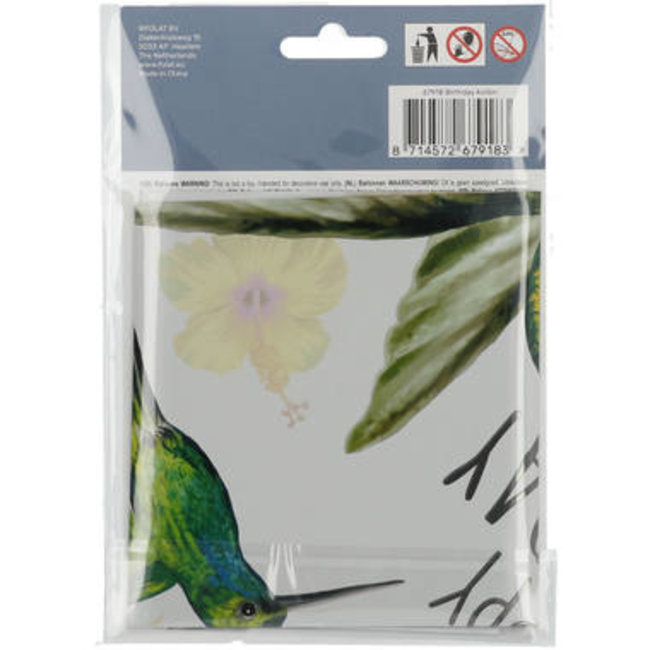 Folat Folieballon - Happy Birthday - Kolibri - 45cm - Zonder vulling