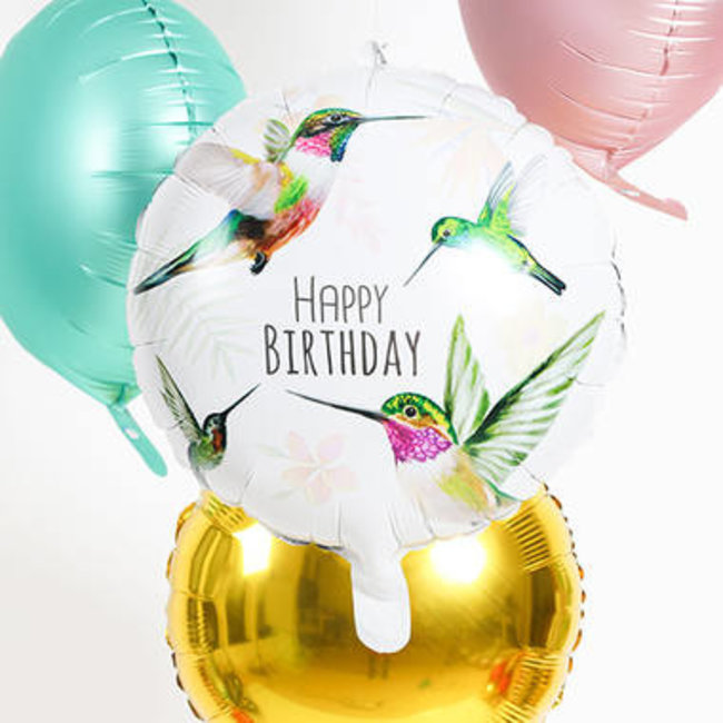 Folat Folieballon - Happy Birthday - Kolibri - 45cm - Zonder vulling