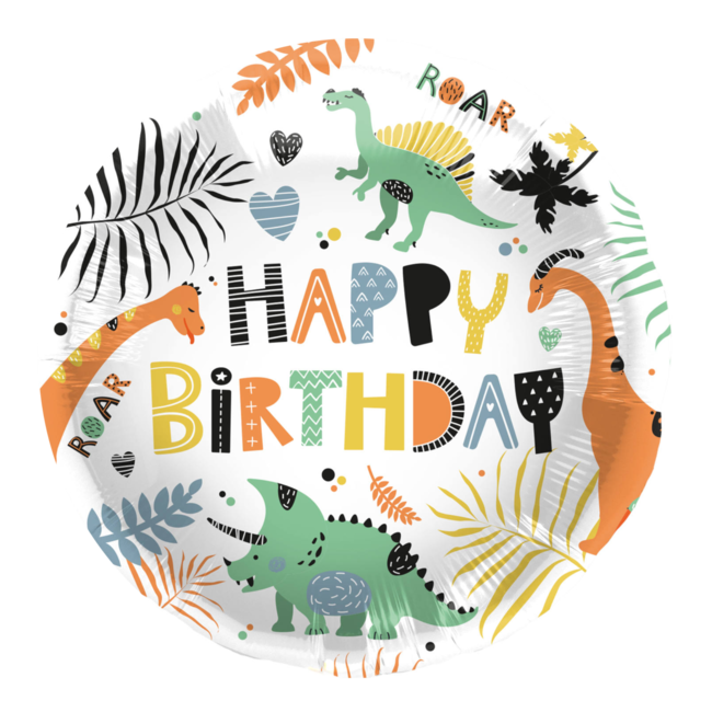 Folat Folieballon - Happy birthday - Dino's - 45cm - Zonder vulling