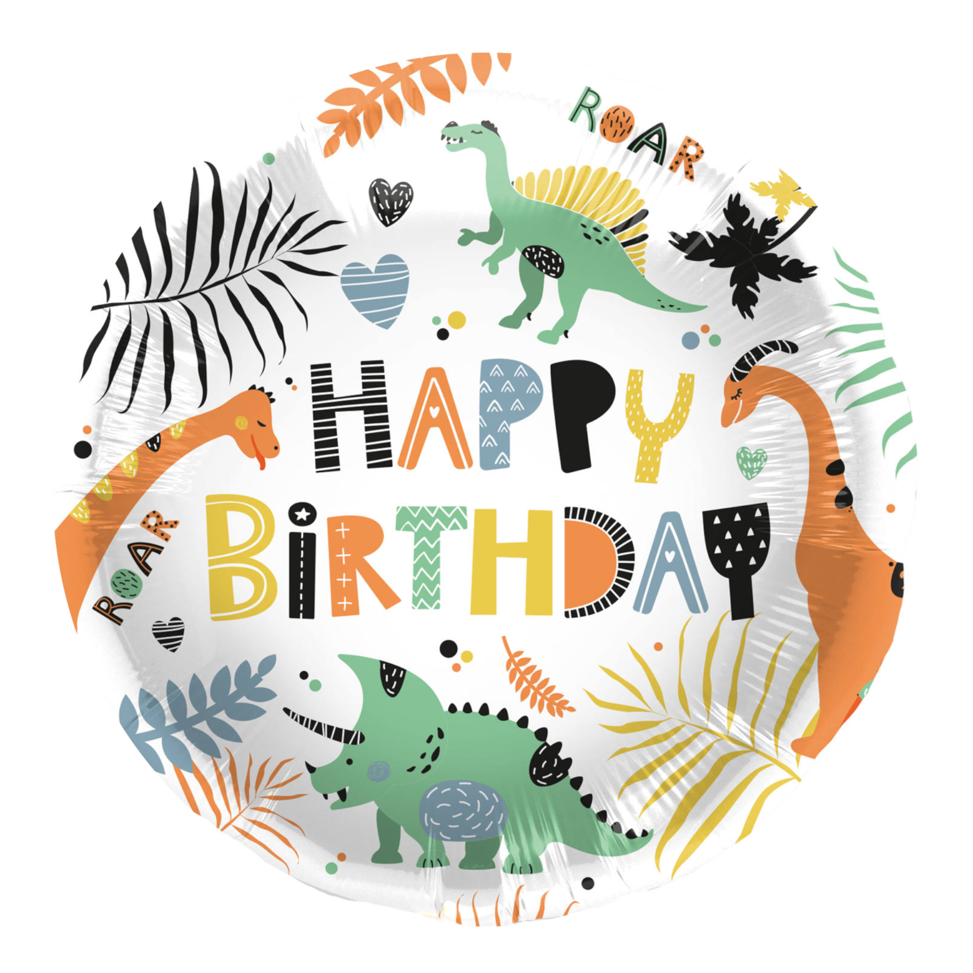 Folieballon - Happy Birthday - Dino's - 45cm - Zonder vulling