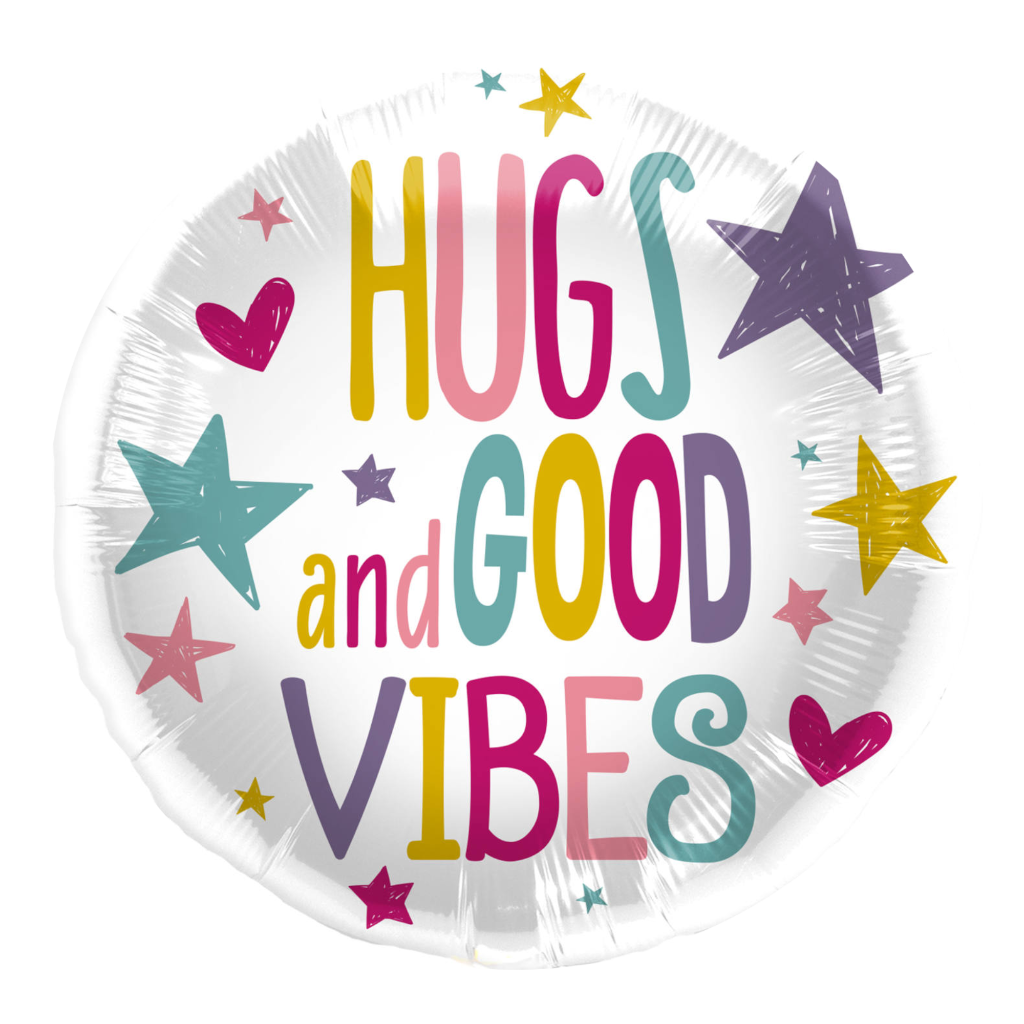 Folieballon - Hugs and good vibes - 45cm - Zonder vulling