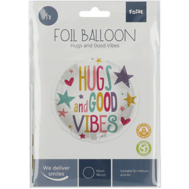 Folat Folieballon - Hugs and good vibes - 45cm - Zonder vulling