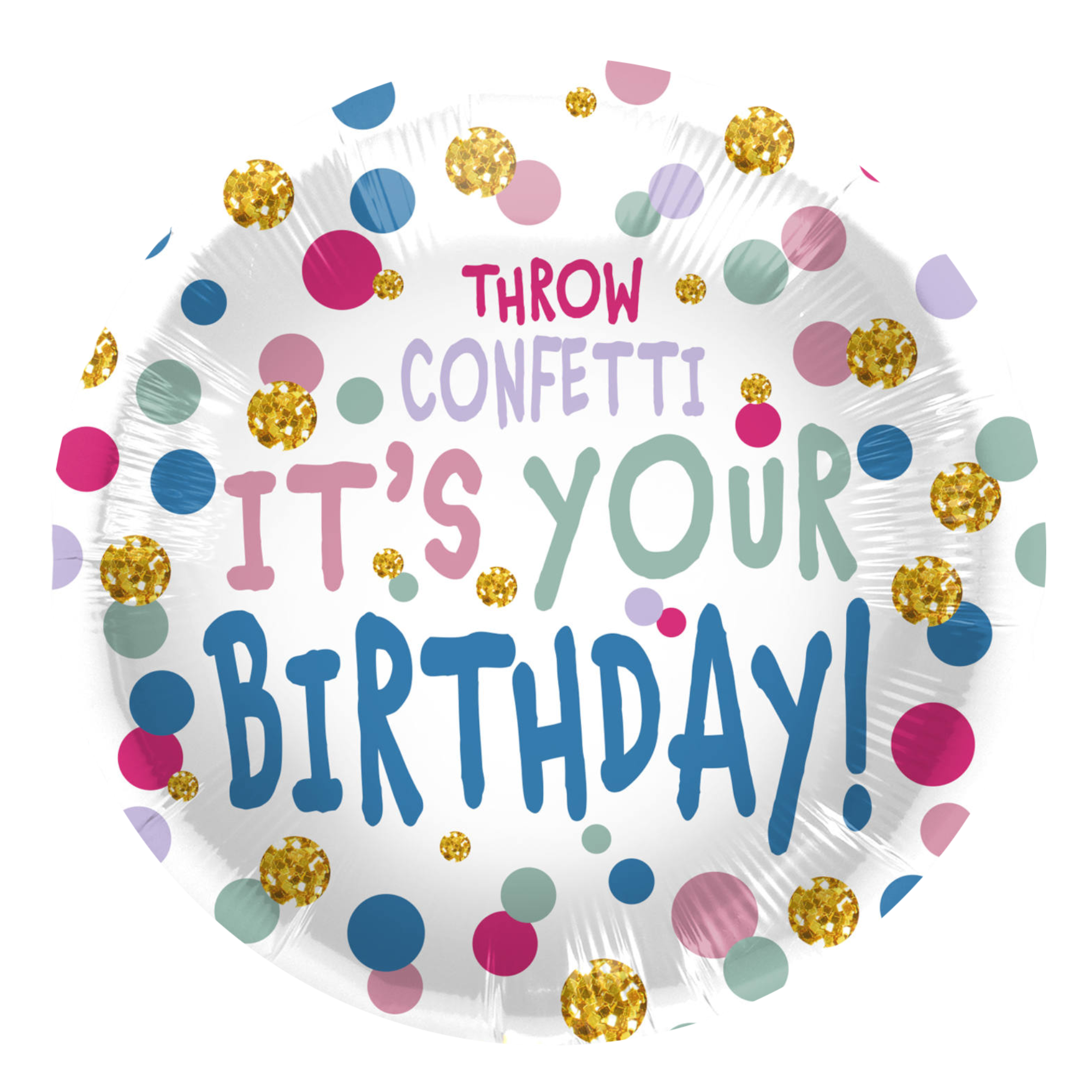 Folieballon - Throw confetti, it's your Birthday - 45cm - Zonder vulling