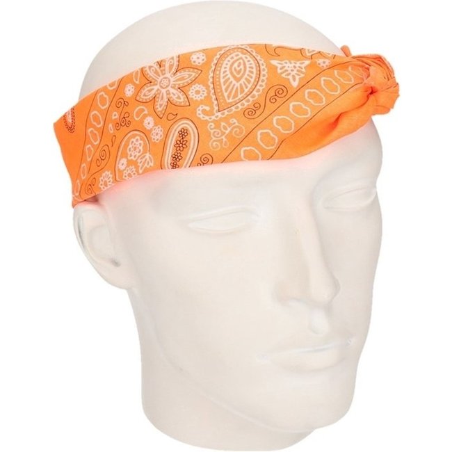 PartyXplosion Zakdoek -  Bandana - Oranje - Fluor / neon - 53x53cm