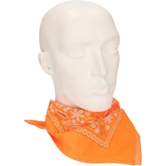 PartyXplosion Zakdoek -  Bandana - Oranje - Fluor / neon - 53x53cm