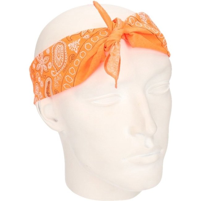 PartyXplosion Zakdoek -  Bandana - Oranje - Fluor / neon - 53x53cm