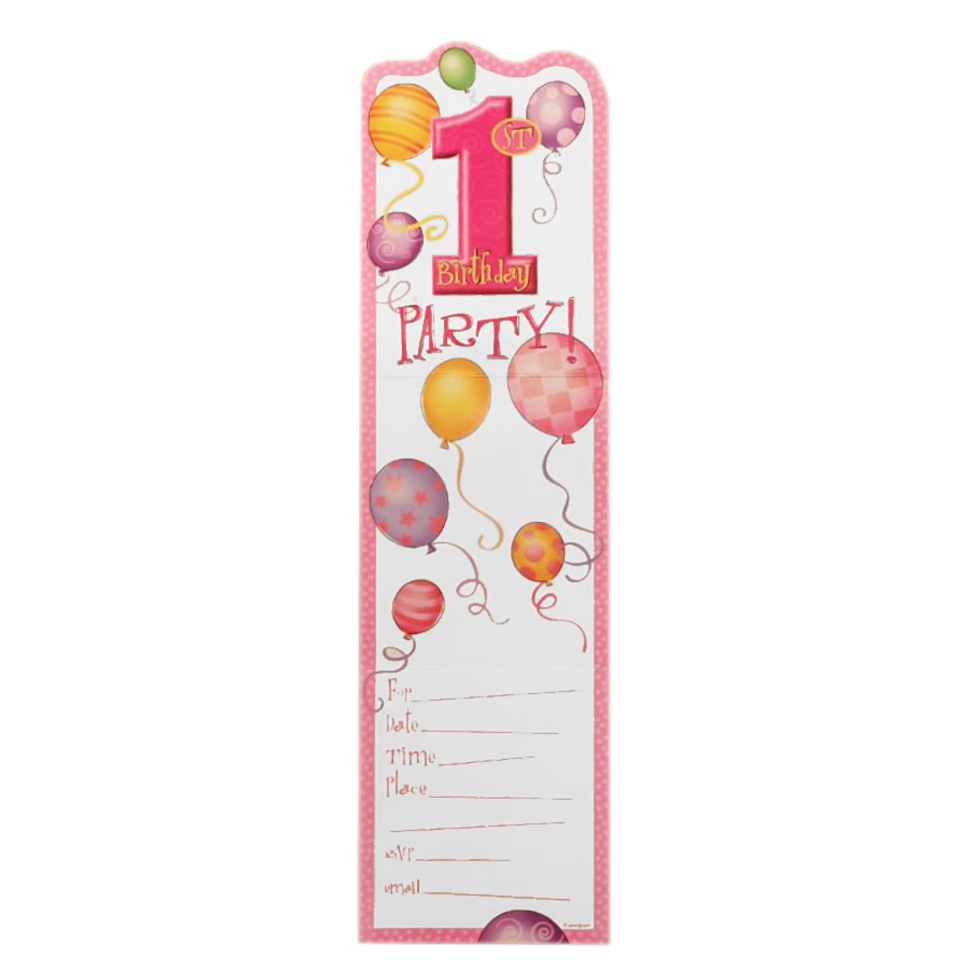 Uitnodigingskaarten - 1st Birthday - Roze - 6st.